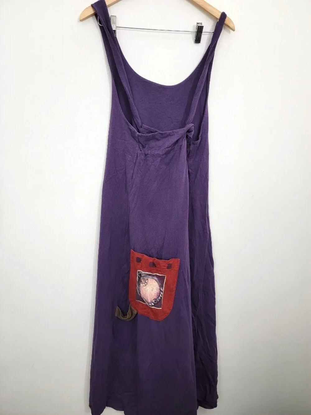 Blue Fish Pinafore Overalls Maxi Dress with Pockets Purple 1 - Picture 4 of 9